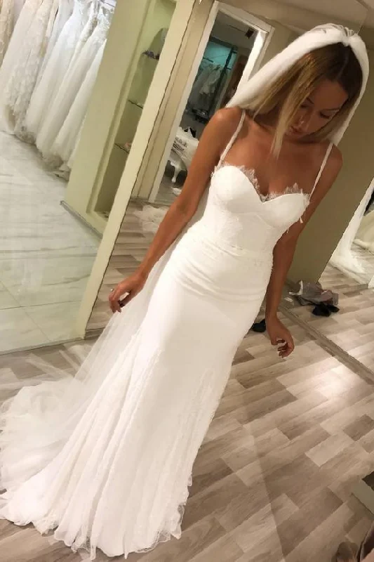 Big Discounts Simple Spaghetti Straps Sweetheart Sheath Long Mermaid Wedding Dresses Big Discounts Simple Spaghetti Straps Sweetheart Sheath Long Mermaid Wedding Dresses