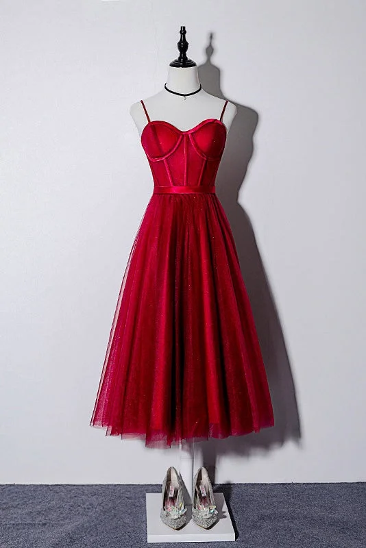 Price Cut Vintage Spaghetti Straps Lace Up Burgundy Tea Length Homecoming Dresses Prom Dresses Price Cut Vintage Spaghetti Straps Lace Up Burgundy Tea Length Homecoming Dresses Prom Dresses
