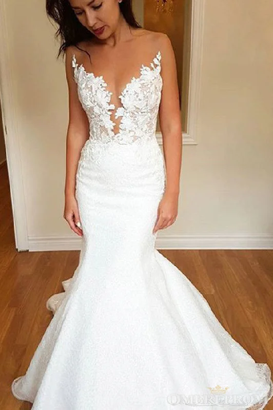 Epic Deals Mermaid Lace Wedding Dresseses V Neck Court Train Bridal Gowns