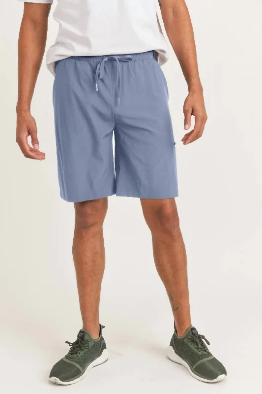 Friends and Family Sale Active Drawstring Shorts With Zippered Pouch In Sky Blue