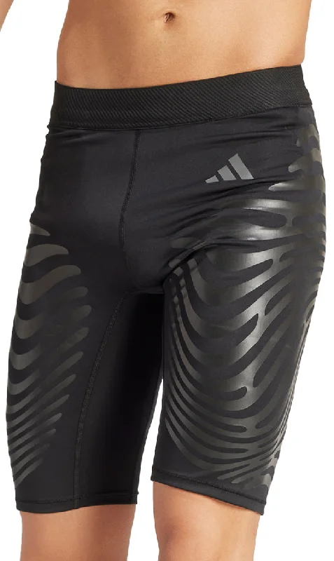 Doorbuster Deal adidas Adizero Control Mens Short Running Tights - Black