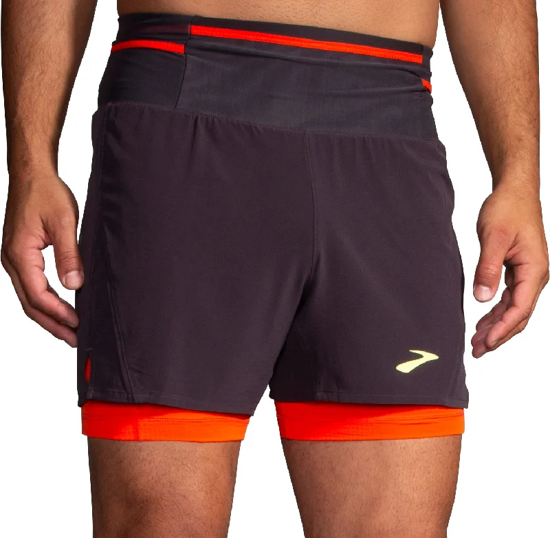 Price Cut Brooks High Point 2.0 2 In 1 Mens Running Shorts - Grey