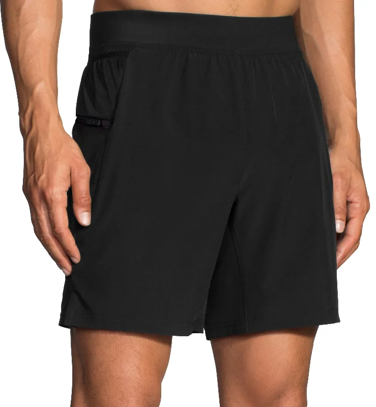 Super Deal Brooks Sherpa 7 Inch Mens 2 In 1 Running Shorts - Black