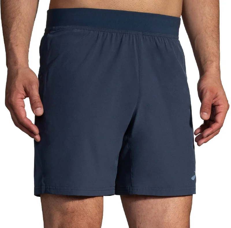 Shop and Save Brooks Sherpa 7 Inch Mens 2 In 1 Running Shorts - Blue