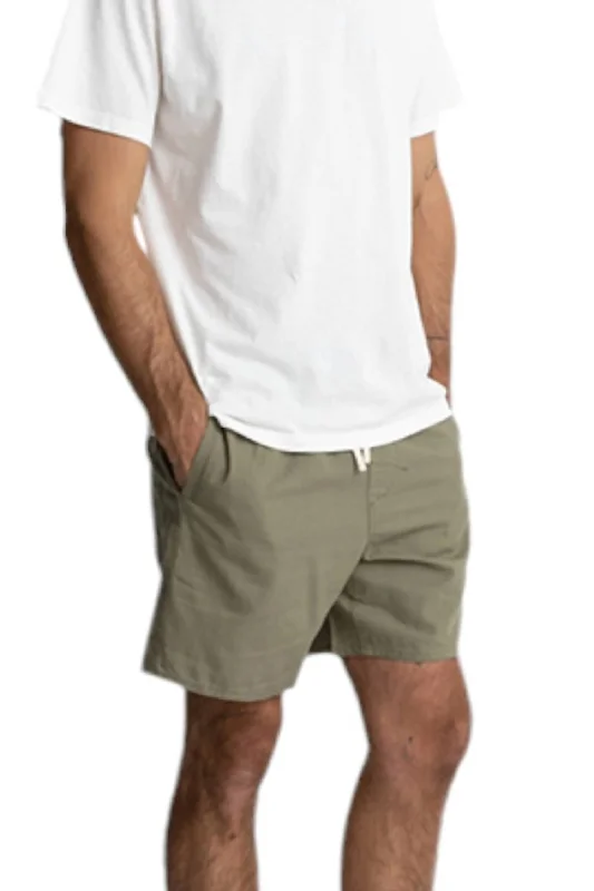 Massive Deals Classic Linen Jam Short In Olive