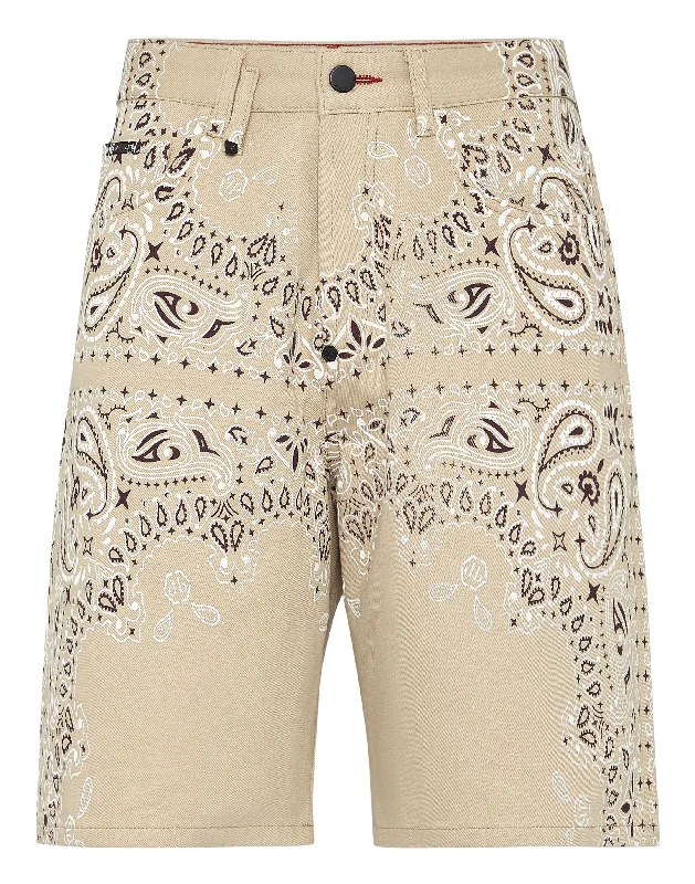 Huge Savings Denim Shorts Paisley Bandana
