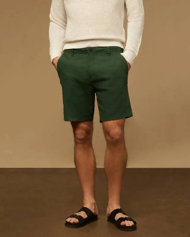 Special Savings Men Stretch Linen Traveler Short In Forest Green