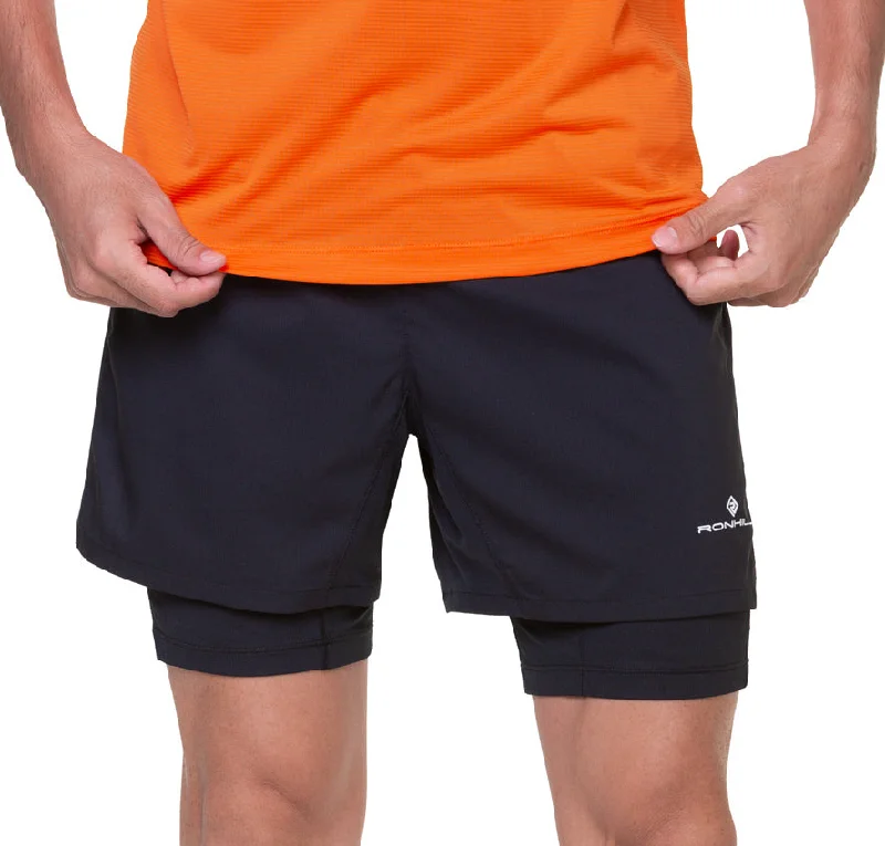 Price Drop Ronhill Tech Twin 2 In 1 Mens Running Shorts - Black
