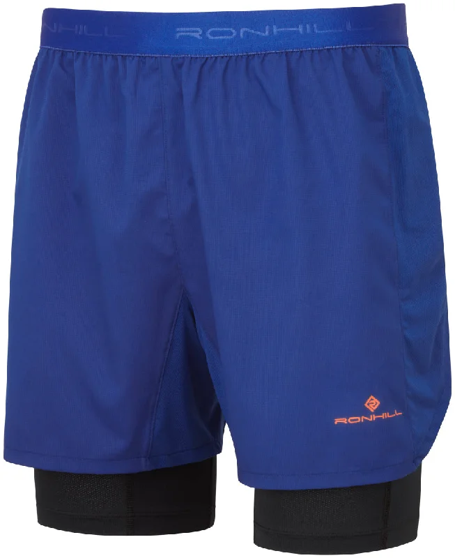 Amazing Deals Ronhill Tech Twin 2 In 1 Mens Running Shorts - Blue