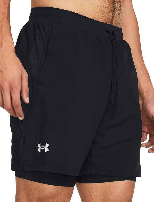 Quick Sale Under Armour Launch 2 In 1 Mens Running Shorts - Black