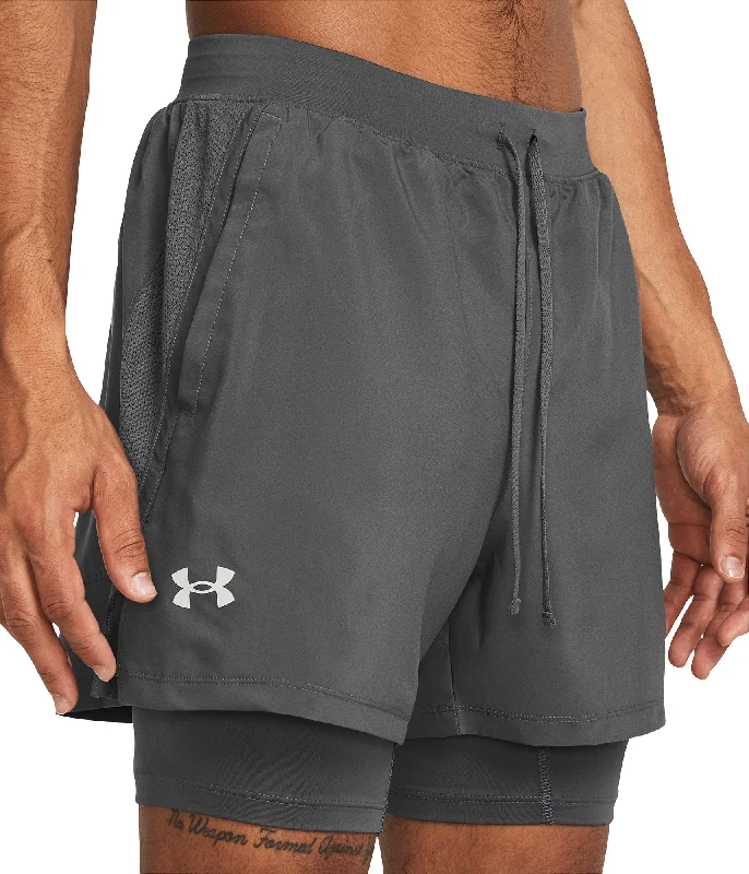 Year-End Clearance Under Armour Launch 2 In 1 Mens Running Shorts - Grey