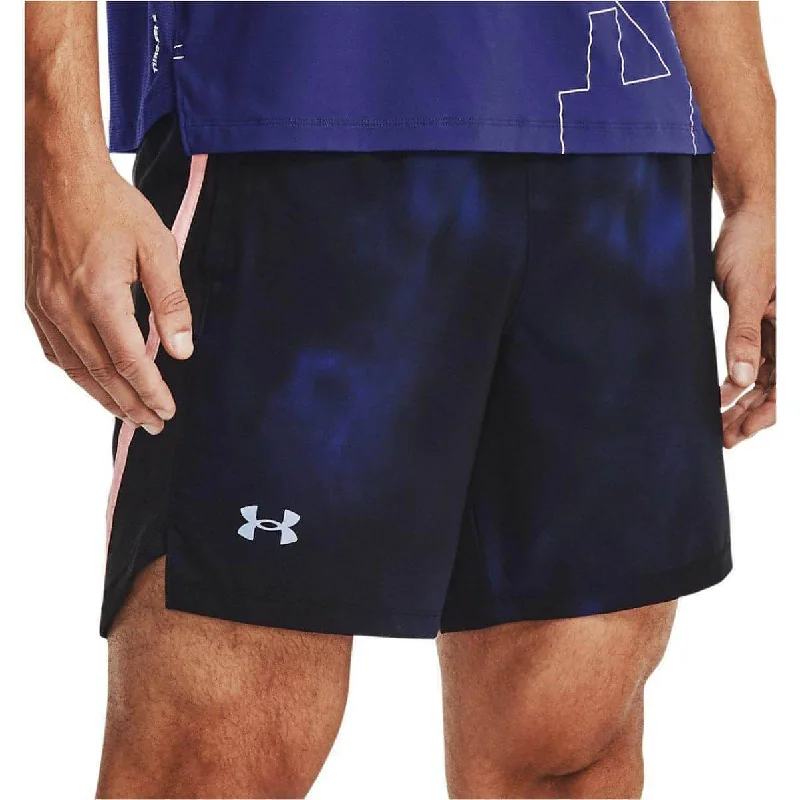 Crazy Savings Under Armour Launch 7 Inch Print Mens Running Shorts - Blue