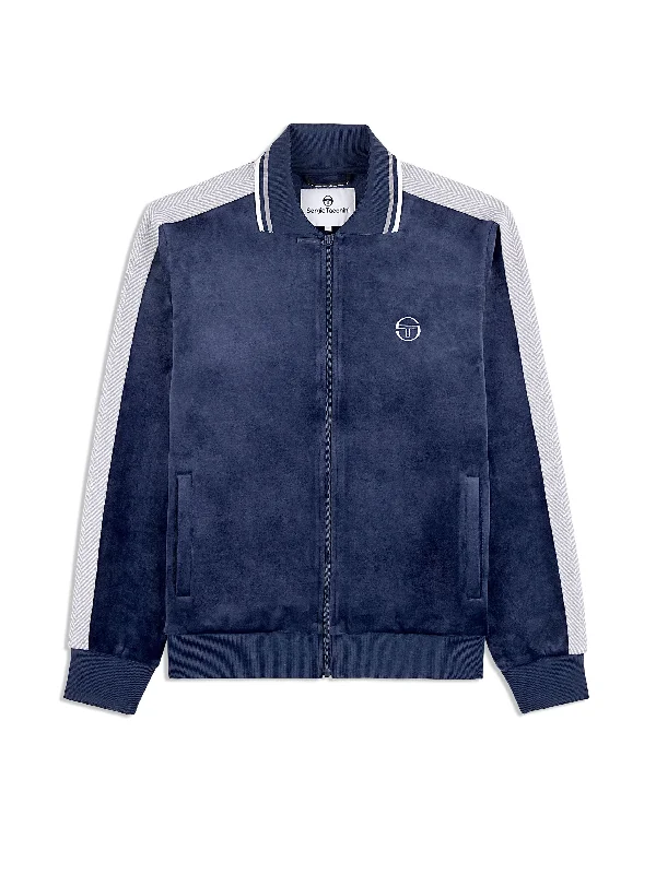 Deal Alert Maglia Velour Track Jacket- Maritime Blue