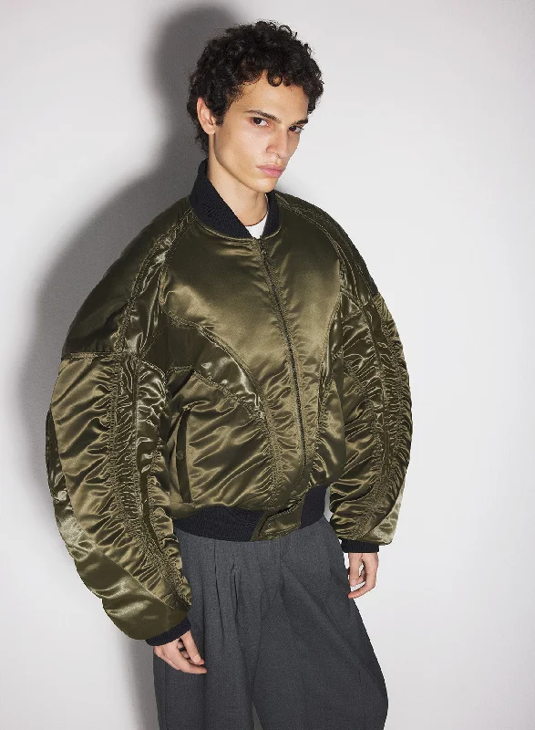 Great Deals military green satiny bomber jacket