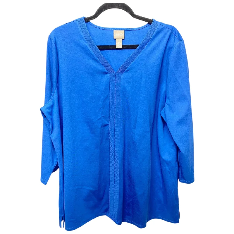 Bargain Prices Top Long Sleeve By Chicos In Blue, Size: Xl