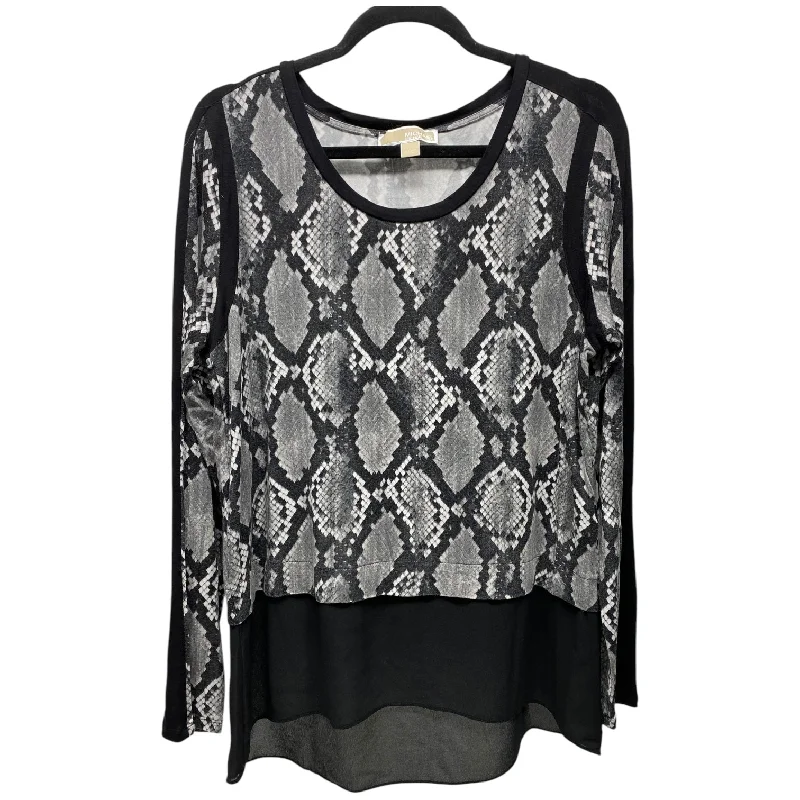 Super Sale Top Long Sleeve By Michael By Michael Kors In Snakeskin Print, Size: L