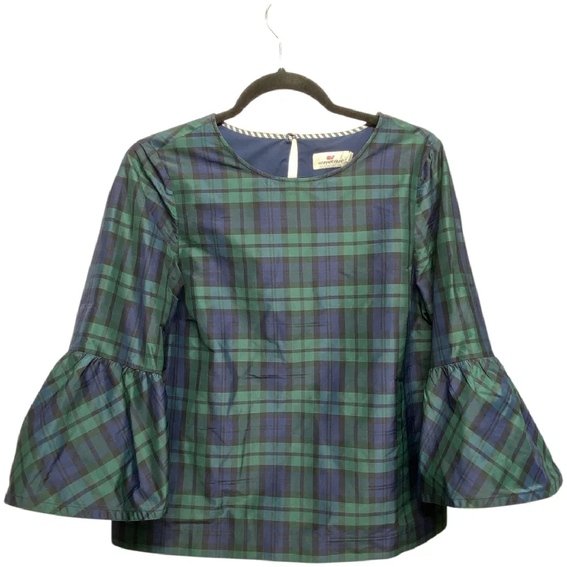 Stock Clearance Top Long Sleeve By Vineyard Vines In Plaid Pattern, Size: 4